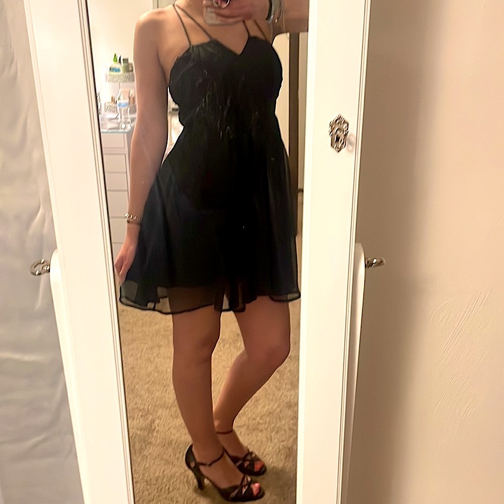 Black Dress. XS.  Worn Once.  Great Shape.  Double Layer